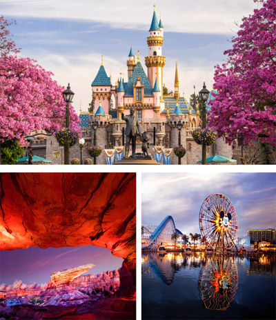 Disneyland castle and amusment rides. Take a Disney Vacation You'll Always Remember