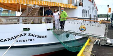People boarding the Canadian Empress for a cruise on the St Lawrence River