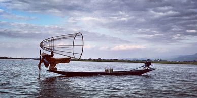 Small Ship Exhibirion on Irrawaddy River in Myanmar